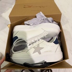 White and Blue Sneakers